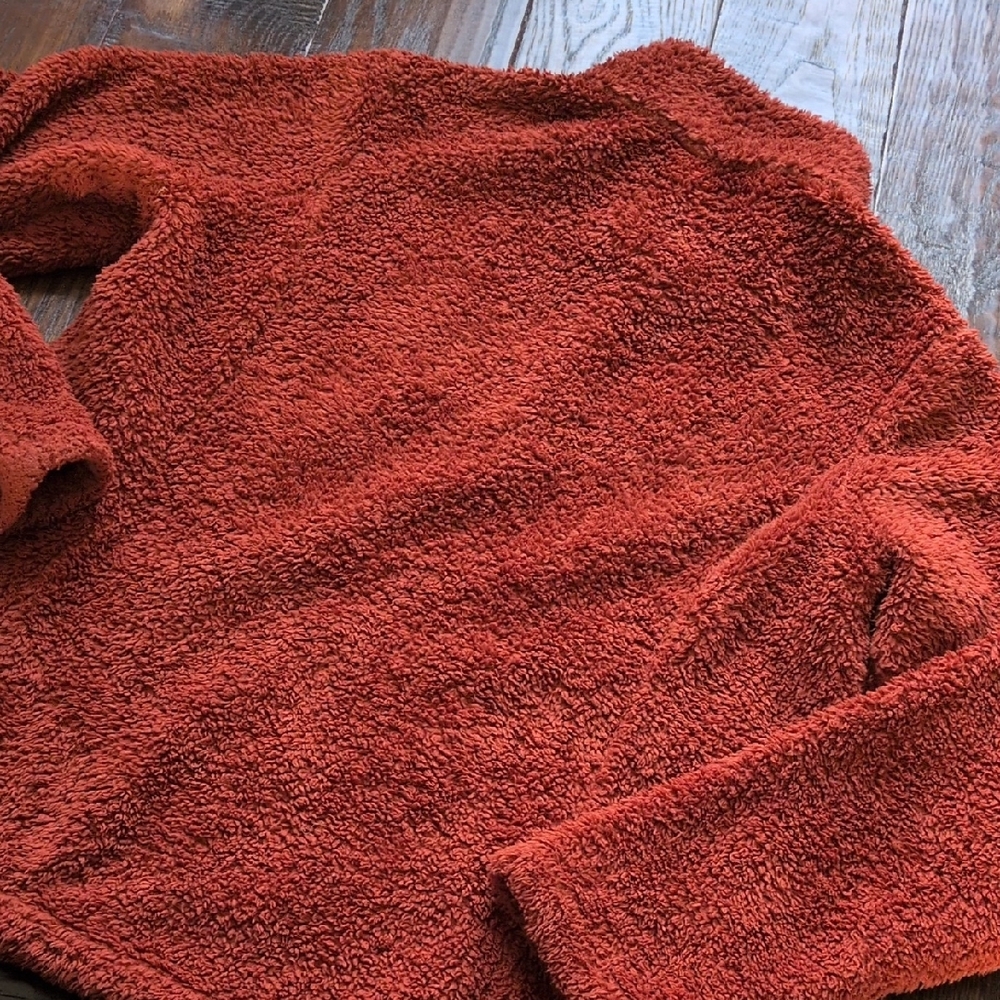 PATAGONIA I Los Gatos Burr Rust Orange Fleece Sherpa 1/4 Zip Pullover Top, L - Picture 4 of 13